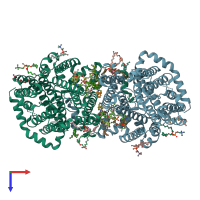 PDB entry 8teh coloured by chain, top view.
