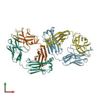 PDB entry 8tfq coloured by chain, front view.