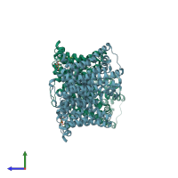 PDB entry 8thi coloured by chain, side view.