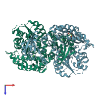 PDB entry 8thp coloured by chain, top view.