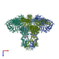 PDB entry 8tkh coloured by chain, top view.
