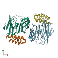 PDB entry 8tkt coloured by chain, front view.