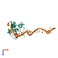 PDB entry 8tle coloured by chain, top view.