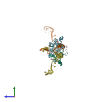 PDB entry 8tlf coloured by chain, side view.