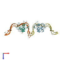 PDB entry 8tlf coloured by chain, top view.