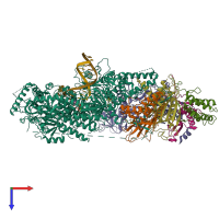 PDB entry 8tlt coloured by chain, top view.