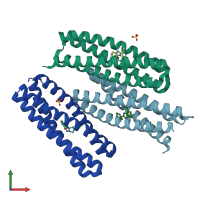 PDB entry 8tnd coloured by chain, front view.