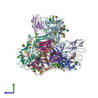 PDB entry 8tni coloured by chain, side view.