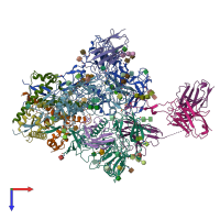 PDB entry 8tni coloured by chain, top view.