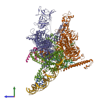 PDB entry 8to8 coloured by chain, side view.