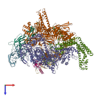 PDB entry 8to8 coloured by chain, top view.