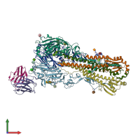 PDB entry 8tp3 coloured by chain, front view.