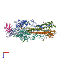 PDB entry 8tp3 coloured by chain, top view.