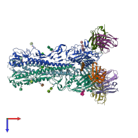 PDB entry 8tp6 coloured by chain, top view.