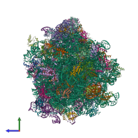 PDB entry 8tpu coloured by chain, side view.