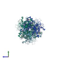 PDB entry 8tr7 coloured by chain, side view.