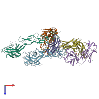 PDB entry 8trv coloured by chain, top view.