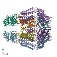 PDB entry 8tsw coloured by chain, front view.