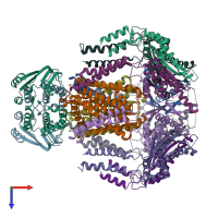 PDB entry 8tsw coloured by chain, top view.