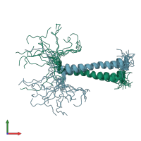 PDB entry 8tt7 coloured by chain, ensemble of 20 models, front view.