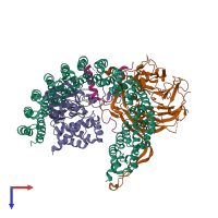 PDB entry 8ttb coloured by chain, top view.