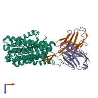 PDB entry 8ttf coloured by chain, top view.