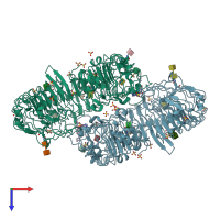 PDB entry 8ttz coloured by chain, top view.
