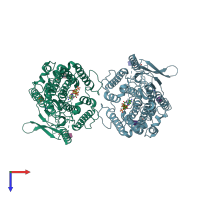 PDB entry 8tu9 coloured by chain, top view.