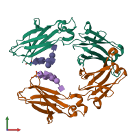 PDB entry 8tud coloured by chain, front view.
