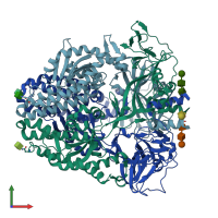 PDB entry 8tvf coloured by chain, front view.
