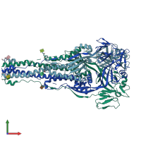 PDB entry 8tvg coloured by chain, front view.