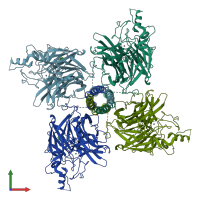 PDB entry 8tvi coloured by chain, front view.