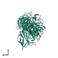 PDB entry 8tx6 coloured by chain, side view.