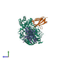 PDB entry 8tyz coloured by chain, side view.