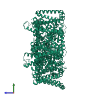 Sodium/nucleoside cotransporter in PDB entry 8tz7, assembly 1, side view.