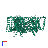 Sodium/nucleoside cotransporter in PDB entry 8tz7, assembly 1, top view.