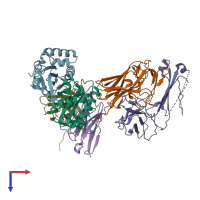 PDB entry 8tzn coloured by chain, top view.