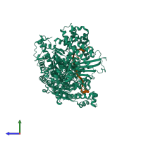 PDB entry 8u0w coloured by chain, side view.