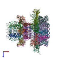 PDB entry 8u11 coloured by chain, top view.