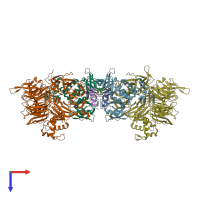 PDB entry 8u15 coloured by chain, top view.