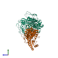 PDB entry 8u6d coloured by chain, side view.