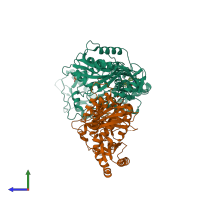 PDB entry 8u6t coloured by chain, side view.