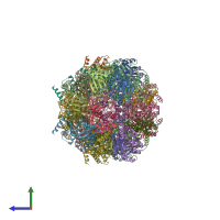 PDB entry 8u6y coloured by chain, side view.