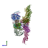 PDB entry 8u83 coloured by chain, side view.