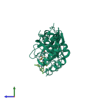 PDB entry 8u9t coloured by chain, side view.