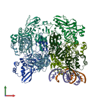 PDB entry 8ud4 coloured by chain, front view.