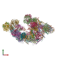 Hetero 81-meric assembly 1 of PDB entry 8ugi coloured by chemically distinct molecules, front view.
