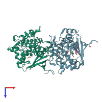 PDB entry 8uoh coloured by chain, top view.