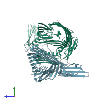 PDB entry 8us2 coloured by chain, side view.