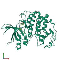 PDB entry 8uv0 coloured by chain, front view.